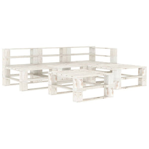 Set Salotto da Giardino 5 pz Pallet in Legno Bianco 3052174