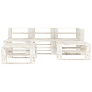 Set Salotto da Giardino 5 pz Pallet in Legno Bianco 3052174