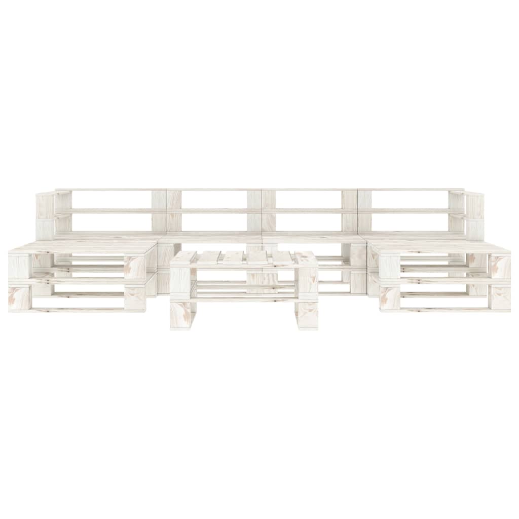 Set Divani da Giardino 7 pz su Pallet in Legno Bianco cod mxl 41889