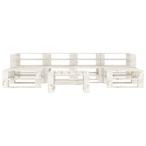 Set Divani da Giardino 7 pz su Pallet in Legno Bianco cod mxl 41889