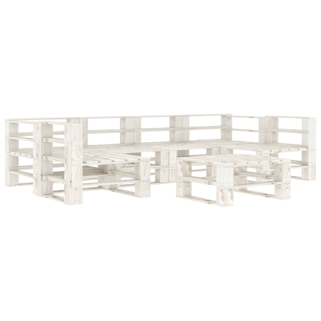 Set Divani da Giardino 7 pz su Pallet in Legno Bianco cod mxl 35685