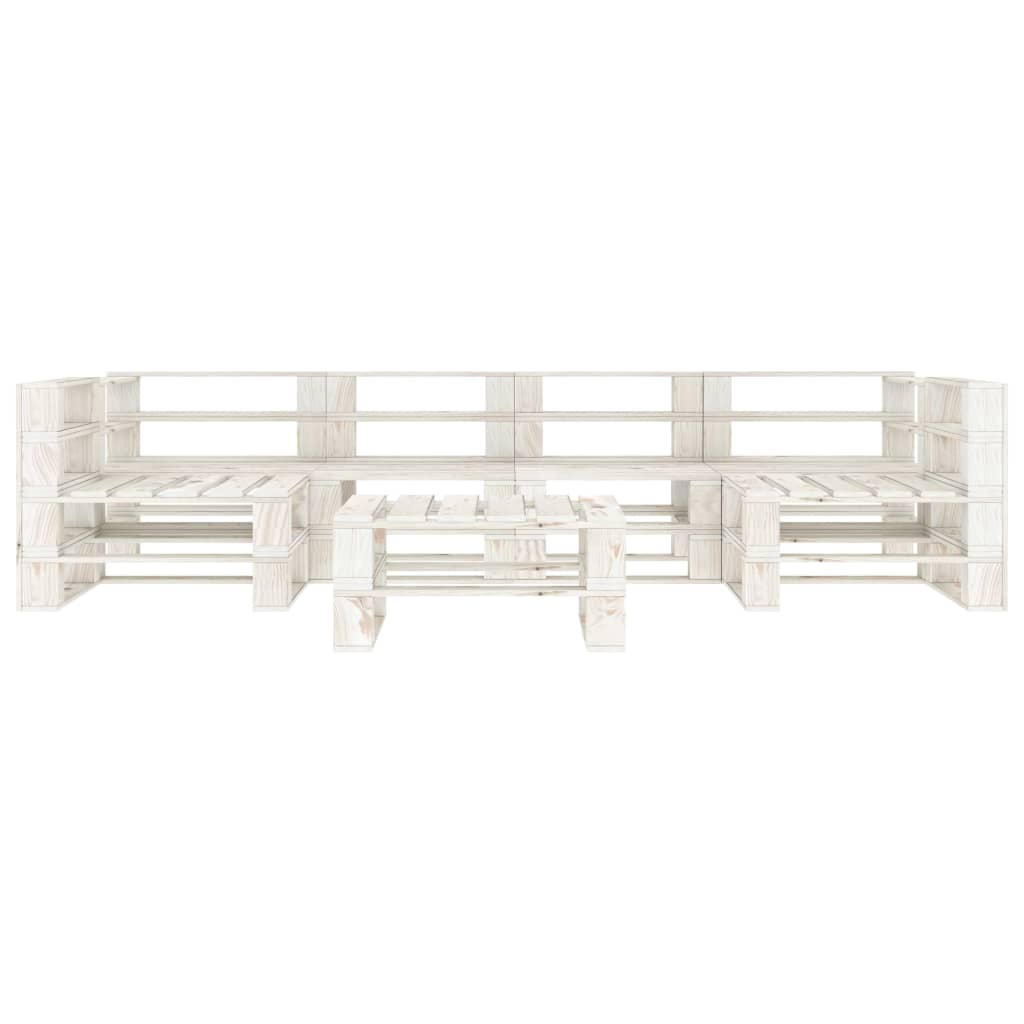 Set Divani da Giardino 7 pz su Pallet in Legno Bianco cod mxl 35685