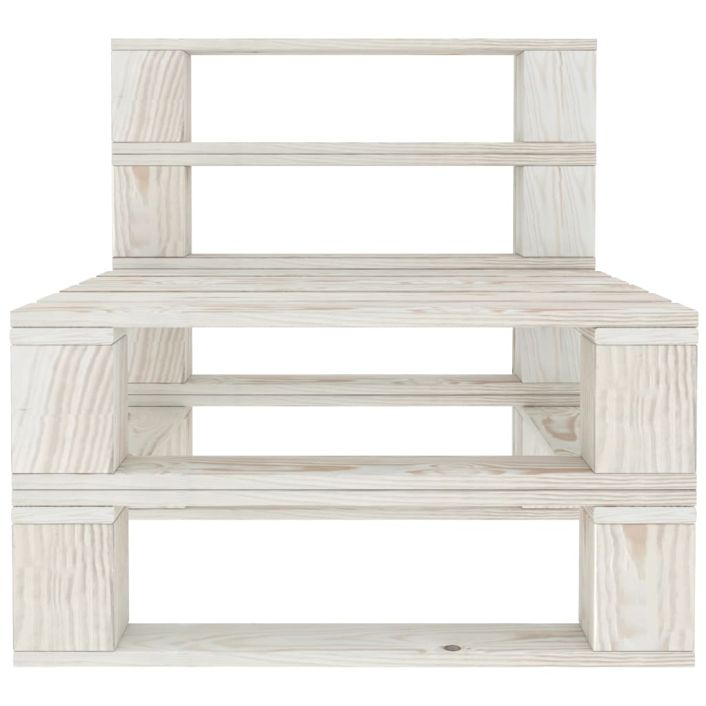 Set Salotto da Giardino 7 pz Pallet in Legno Bianco 3052176