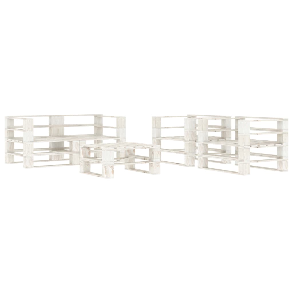 Set Divani da Giardino 5 pz su Pallet in Legno Bianco cod mxl 34564