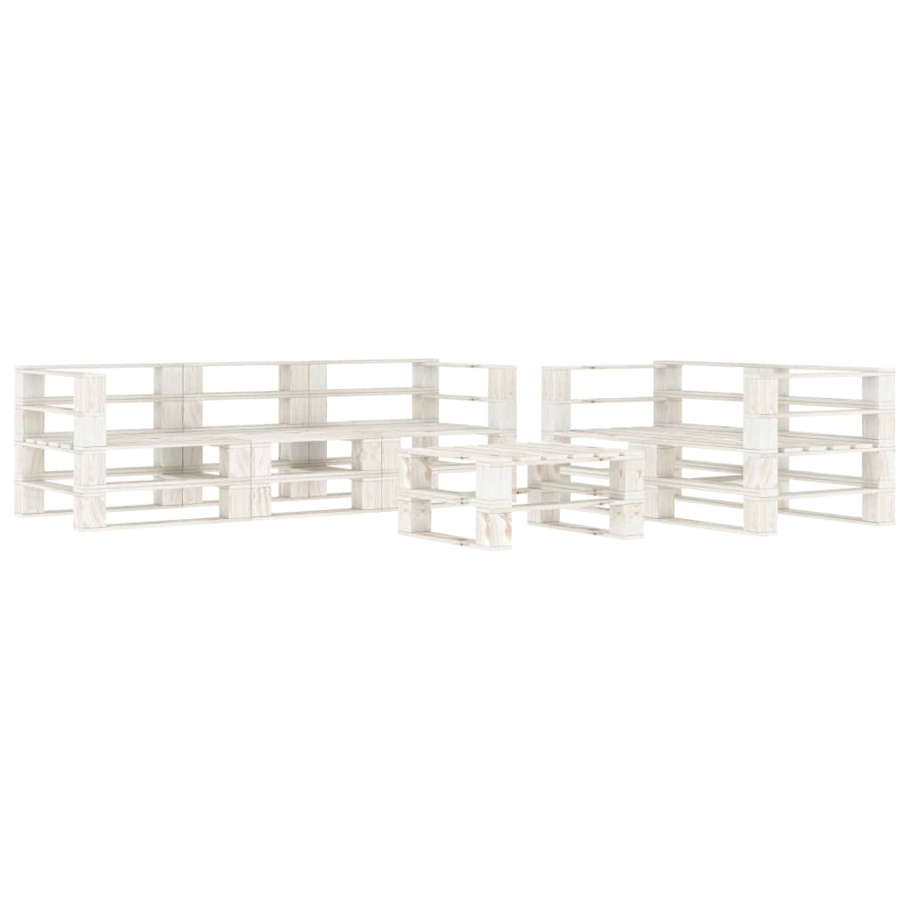 Set Divani da Giardino 6 pz su Pallet in Legno Bianco cod mxl 35373