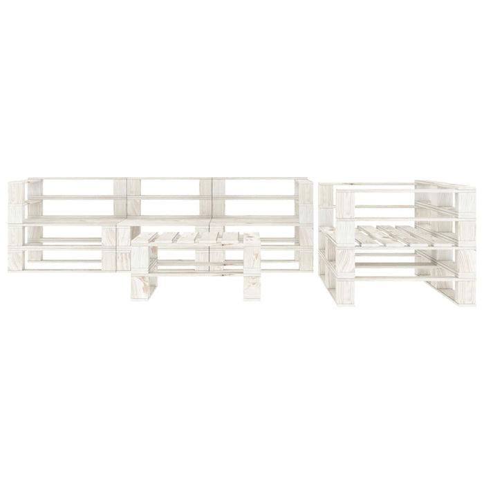 Set Divani da Giardino 6 pz su Pallet in Legno Bianco cod mxl 35373