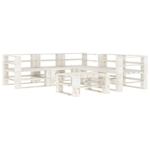 Set Divani da Giardino 6 pz su Pallet in Legno Bianco cod mxl 35374