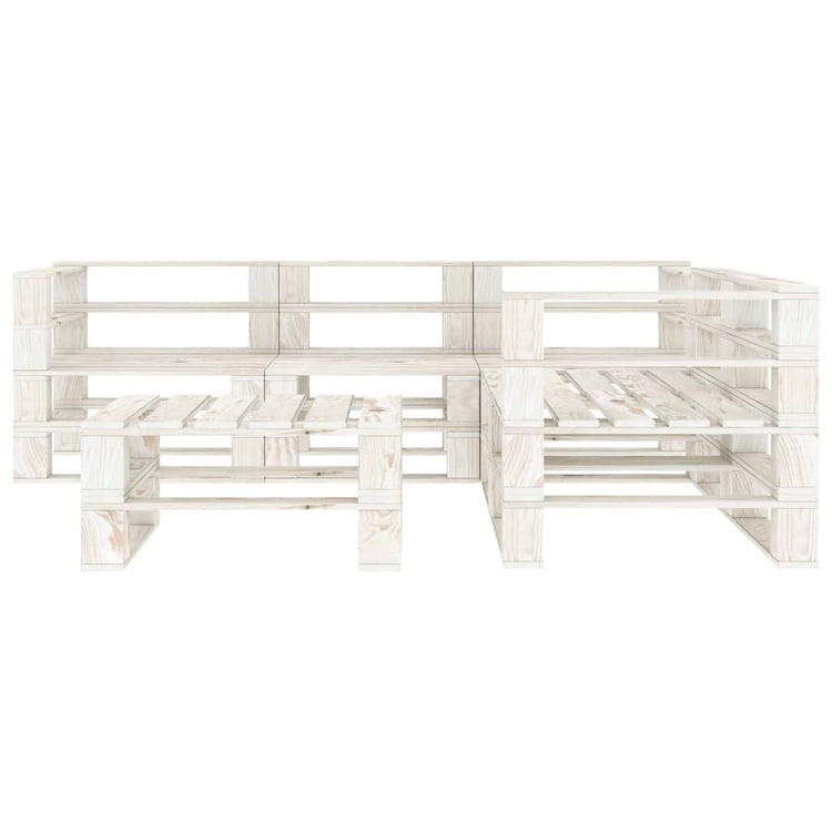 Set Divani da Giardino 6 pz su Pallet in Legno Bianco cod mxl 35374