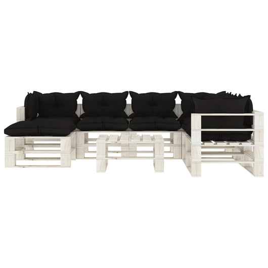  Set Salotto da Giardino su Pallet 8pz con Cuscini Neri in Legnocod mxl 96282