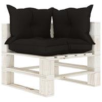 Set Salotto da Giardino su Pallet 8pz con Cuscini Neri in Legno 3052356