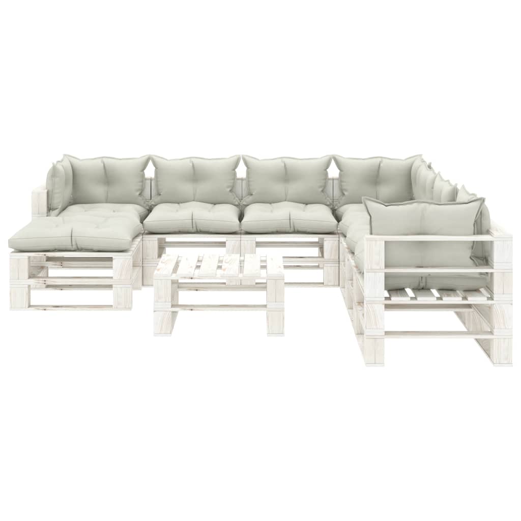 Set Divani da Giardino su Pallet 9 pz Cuscini Beige in Legnocod mxl 69388