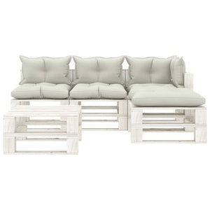 Set Salotto da Giardino Pallet 5 pz con Cuscini Beige in Legno 3052434