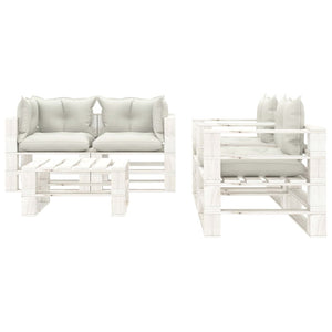 Set Salotto da Giardino Pallet 5 pz con Cuscini Beige in Legno 3052440