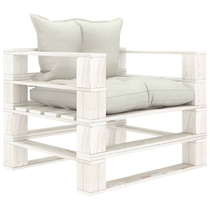 Set Salotto da Giardino Pallet 5 pz con Cuscini Beige in Legno 3052440