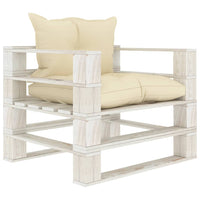 Poltrona da Giardino Pallet con Cuscini Crema in Legnocod mxl 96280