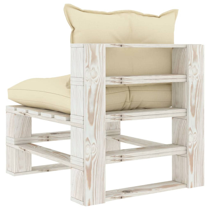 Divano da Giardino in Pallet con Cuscini Crema in Legno cod mxl 72105