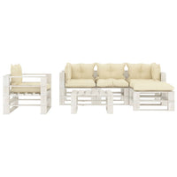 Set Salotto da Giardino Pallet 6 pz con Cuscini Crema in Legno 3052454