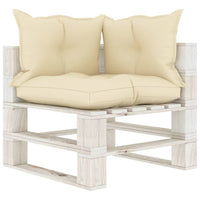 Set Salotto da Giardino Pallet 6 pz con Cuscini Crema in Legno 3052454