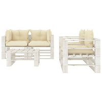 Set Salotto da Giardino Pallet 5 pz con Cuscini Crema in Legno 3052464