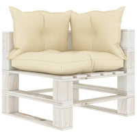 Set Salotto da Giardino Pallet 5 pz con Cuscini Crema in Legno 3052464