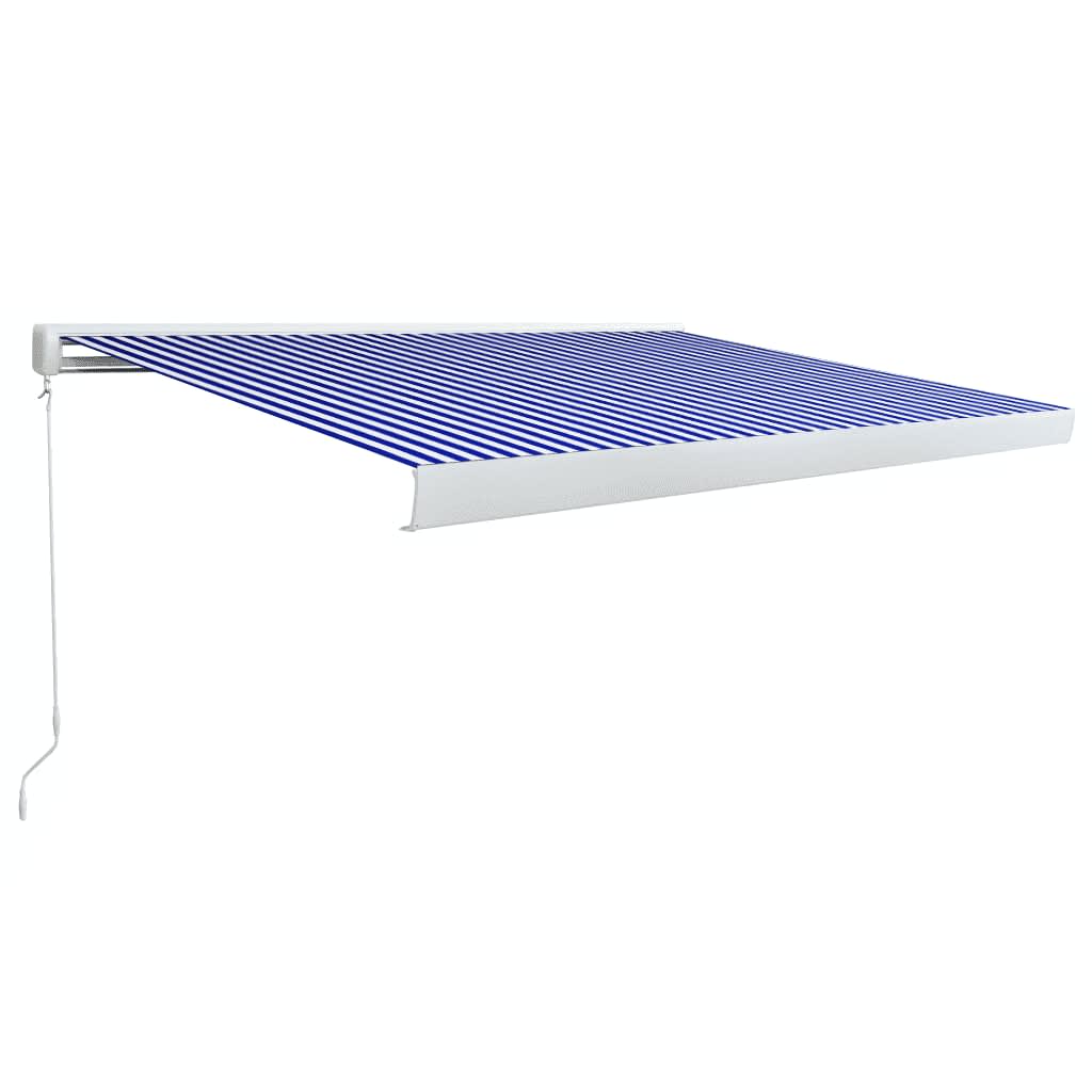 Tenda a Cassonetto Manuale 450x300 cm Blu e Bianca 3052677