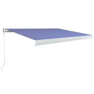 Tenda a Cassonetto Manuale 450x300 cm Blu e Bianca 3052677