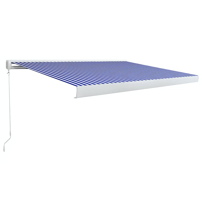 Tenda a Cassonetto Manuale 450x300 cm Blu e Bianca 3052677