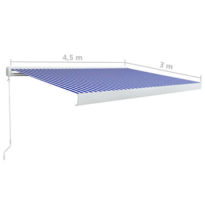 Tenda a Cassonetto Manuale 450x300 cm Blu e Bianca cod mxl 9465