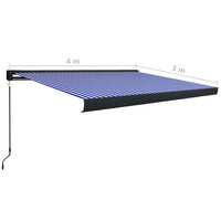 Tenda a Cassonetto Manuale 400x300 cm Blu e Bianca cod mxl 20852