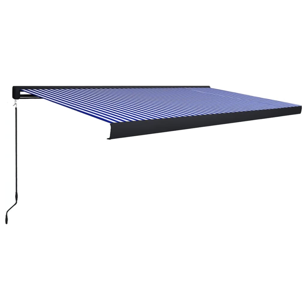 Tenda a Cassonetto Manuale 500x300 cm Blu e Bianca 3052710