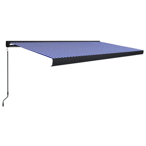 Tenda a Cassonetto Manuale 500x300 cm Blu e Bianca 3052710