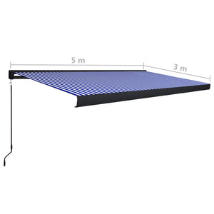 Tenda a Cassonetto Manuale 500x300 cm Blu e Bianca 3052710