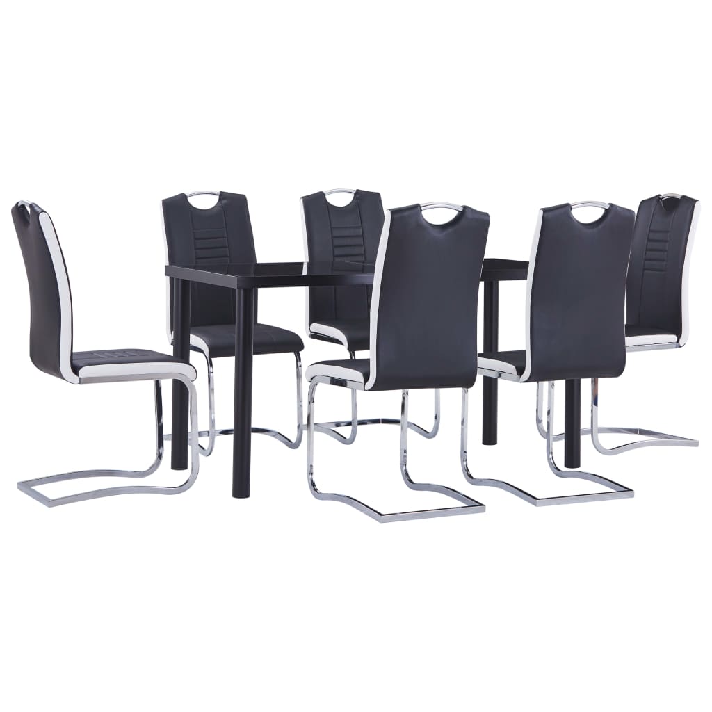 Set Sala da Pranzo 7 pz in Similpelle Nero 3053025