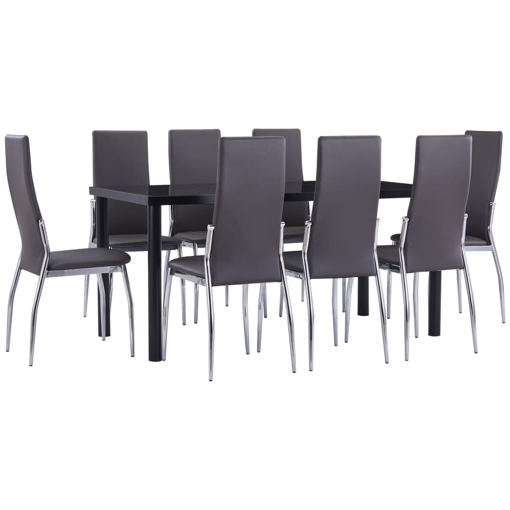 Set Sala da Pranzo 9 pz in Similpelle Grigio 3053042