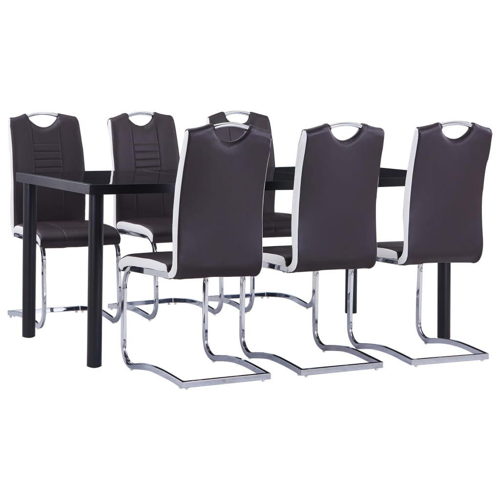 Set Sala da Pranzo 7 pz in Similpelle Marrone 3053116