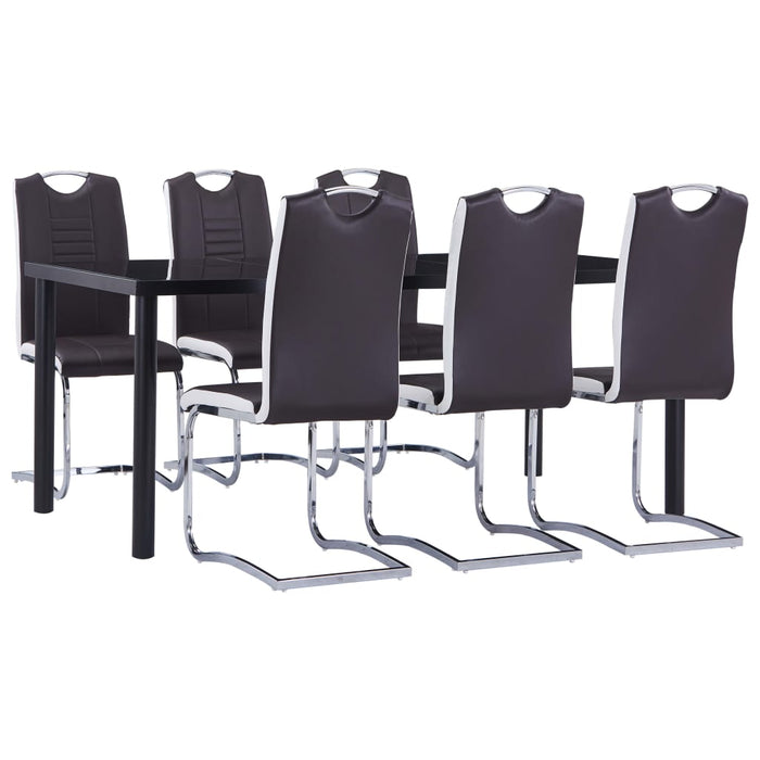 Set Sala da Pranzo 7 pz in Similpelle Marrone 3053116