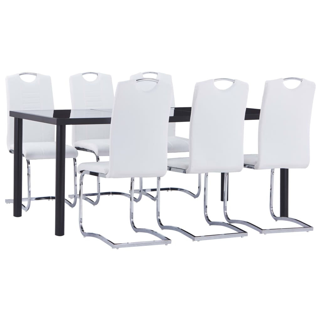 Set Sala da Pranzo 7 pz in Similpelle Bianco 3053118