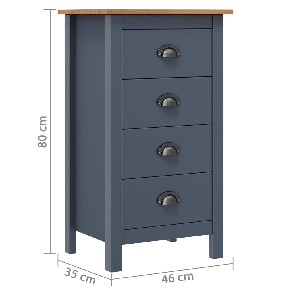 Credenza Hill Grigia 46x35x80 cm in Legno Massello di Pino 288913