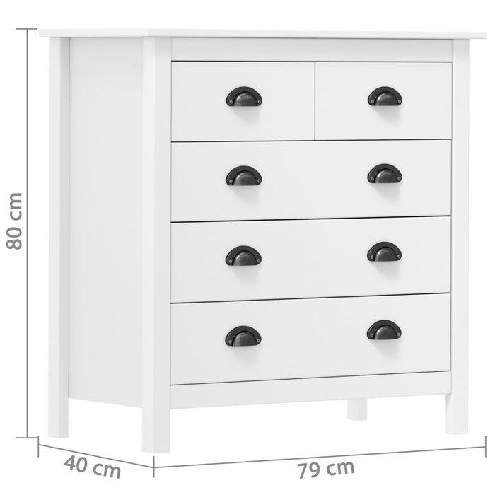 Credenza Hill Bianca 79x40x80 cm in Legno Massello di Pino 288916