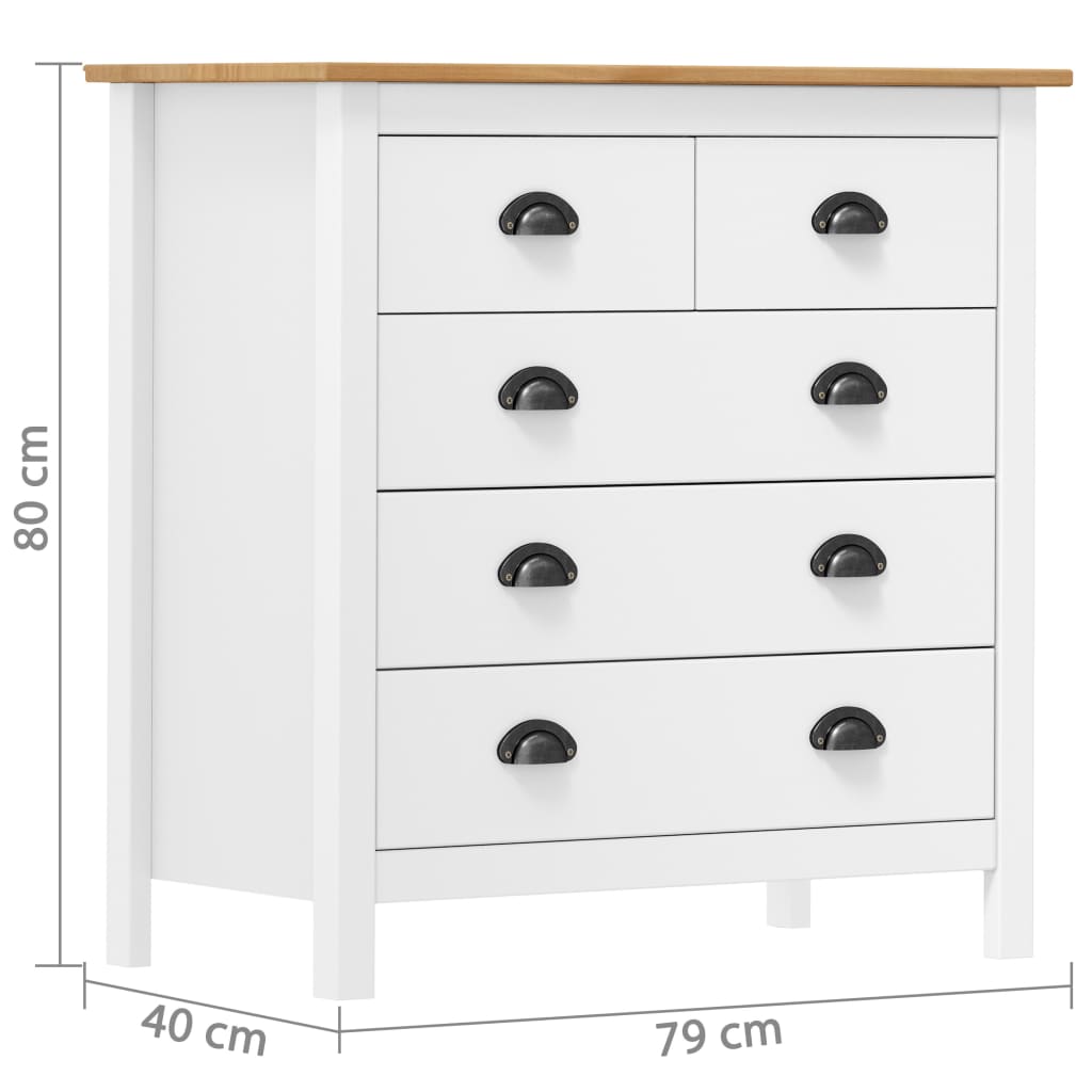 Credenza Hill Bianca 79x40x80 cm in Legno Massello di Pino cod mxl 15165