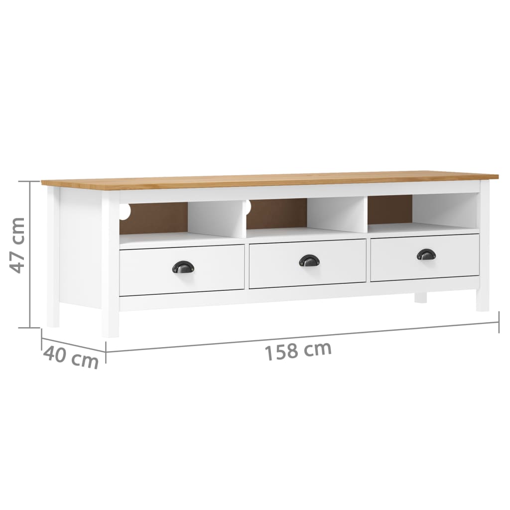 Mobile Porta TV Hill Bianco 158x40x47 cm in Legno di Pino cod mxl 13359