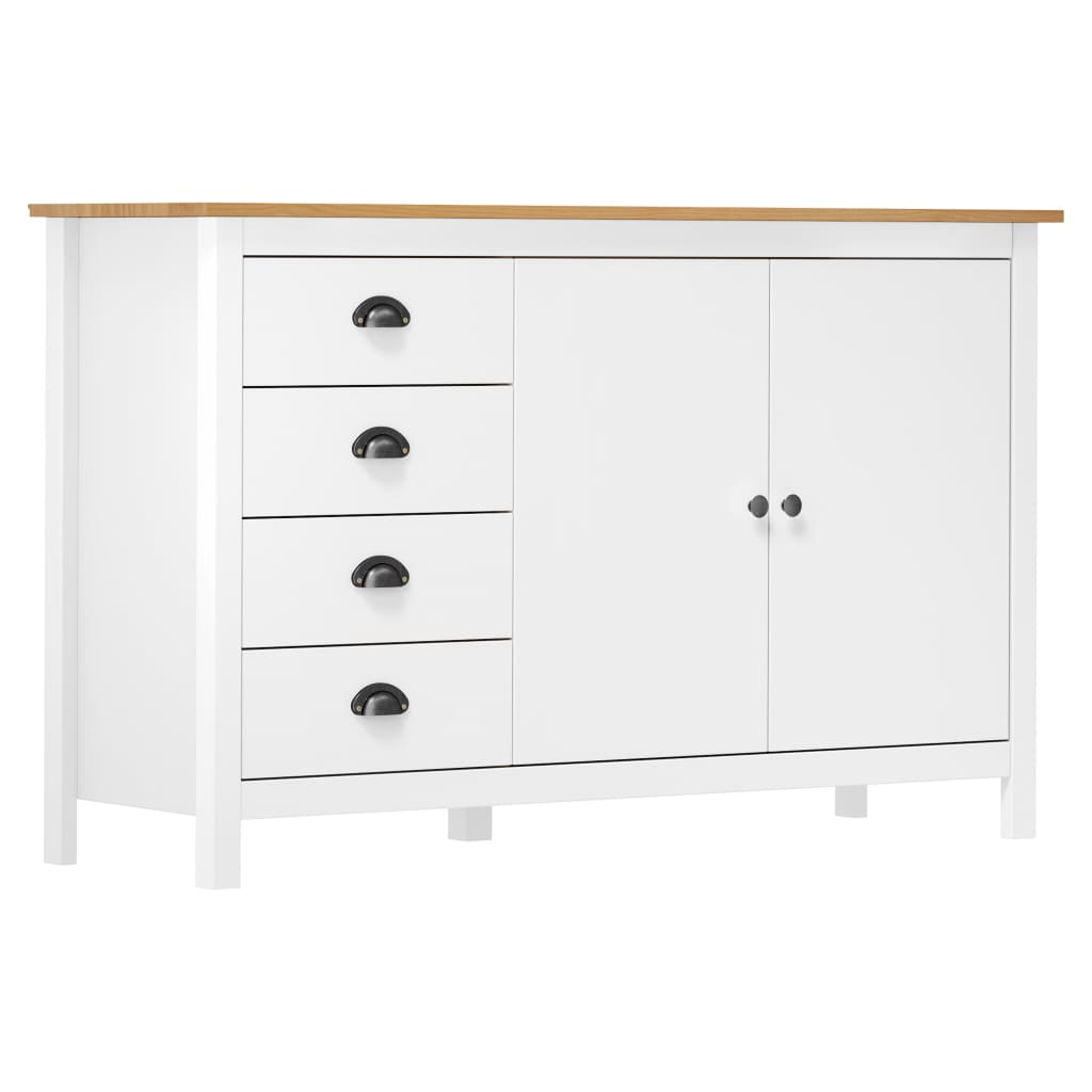 Credenza Hill Bianca 130x40x80 cm in Legno Massello di Pino cod mxl 8832