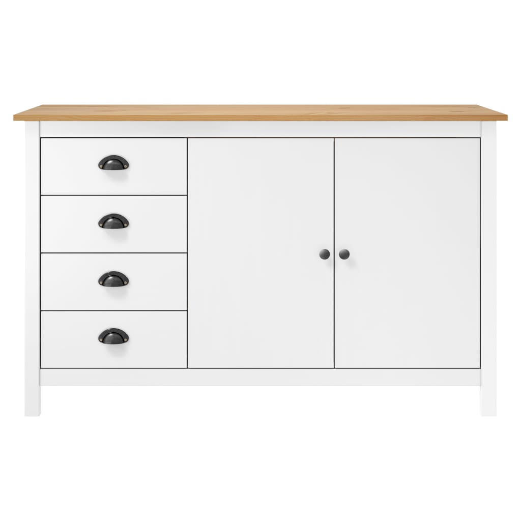 Credenza Hill Bianca 130x40x80 cm in Legno Massello di Pino cod mxl 8832