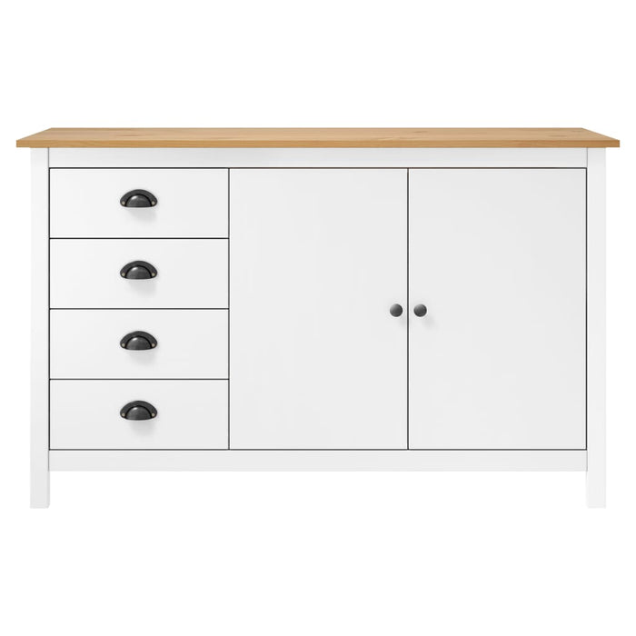 Credenza Hill Bianca 130x40x80 cm in Legno Massello di Pino 288934