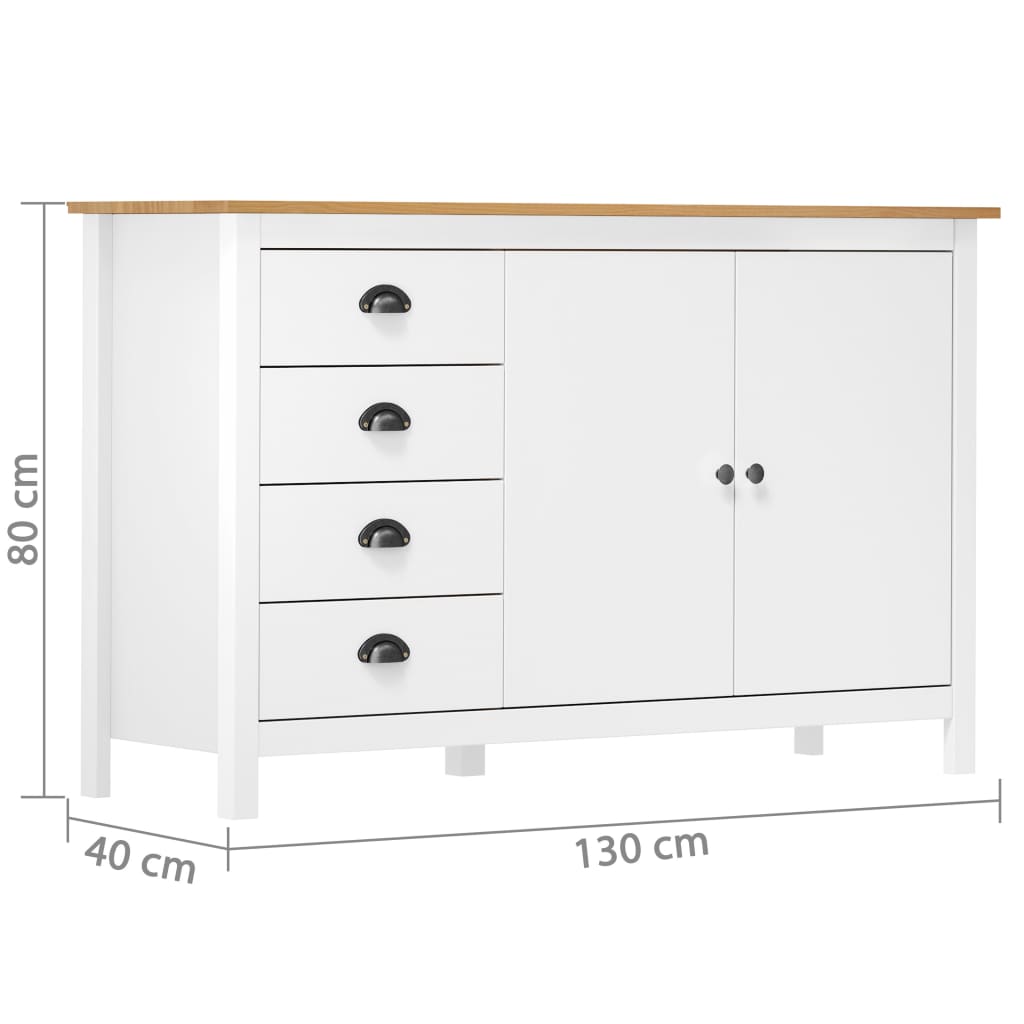 Credenza Hill Bianca 130x40x80 cm in Legno Massello di Pino cod mxl 8832