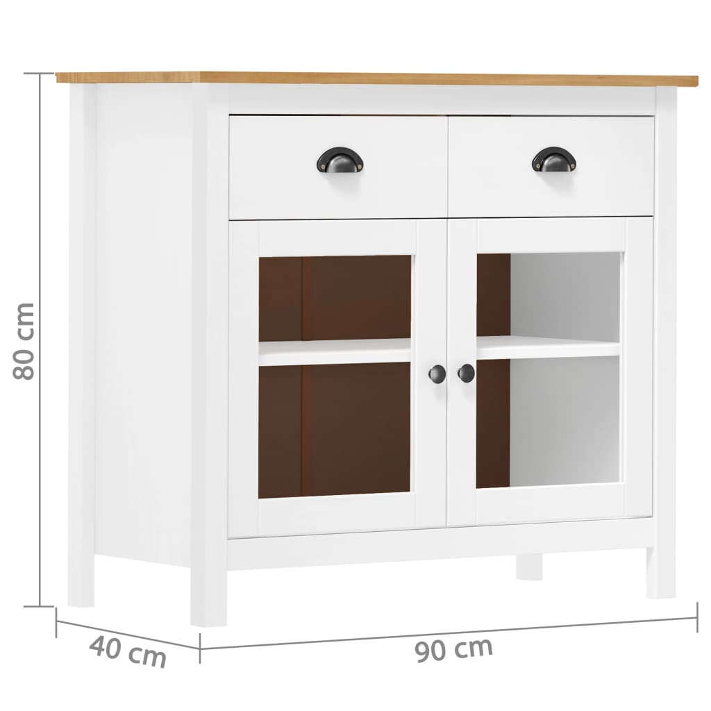 Credenza Hill Bianca 130x40x80 cm in Legno Massello di Pino cod mxl 67148