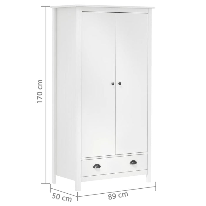 Armadio a 2 Ante Hill Bianco 89x50x170cm in Legno di Pino cod mxl 72596