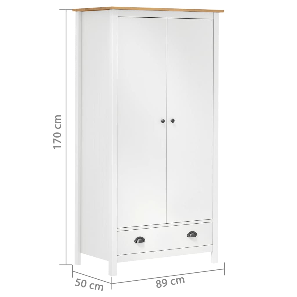 Armadio a 2 Ante Hill Bianco 89x50x170cm in Legno di Pino cod mxl 75226