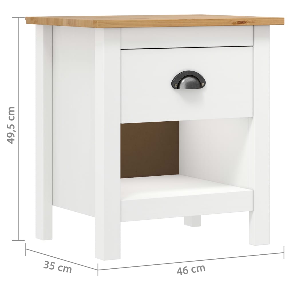 Comodini Hill 2 pz 46x35x49,5 cm Legno Massello di Pino 288970