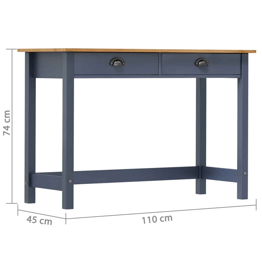 Consolle Hill con 2 Cassetti Grigia 110x45x74 cm Legno Pino cod mxl 29816